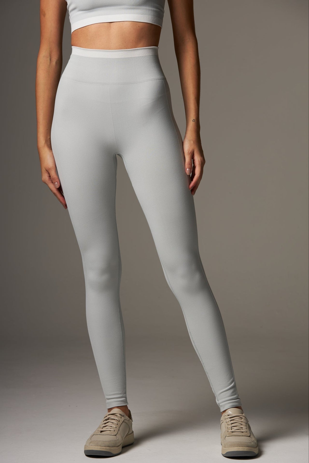 Legging Stripe Seamless Gray Violet