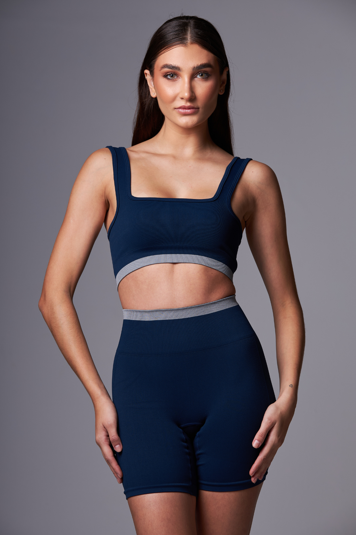 Short Stripe Seamless Azul Marinho&Rhodium