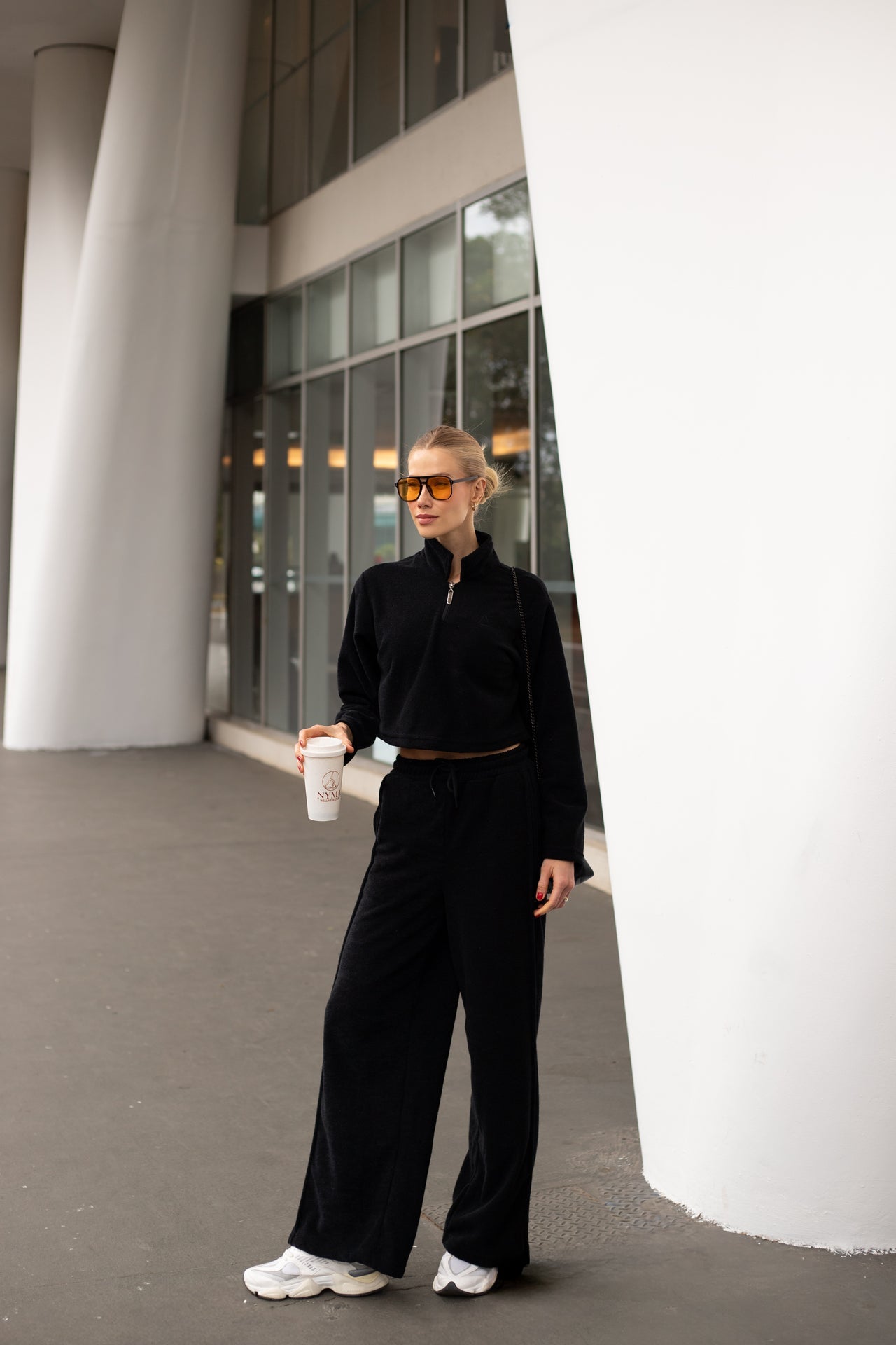 Wide Leg Boucle Black