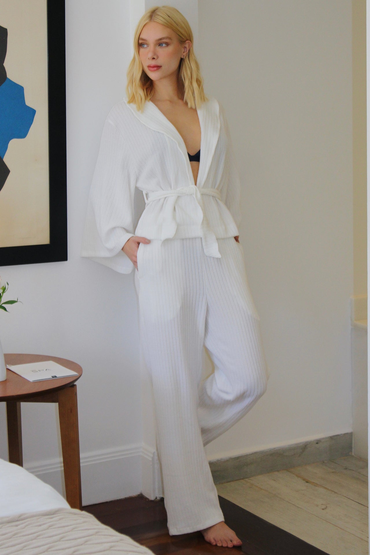 Wide Leg Light Tricot White