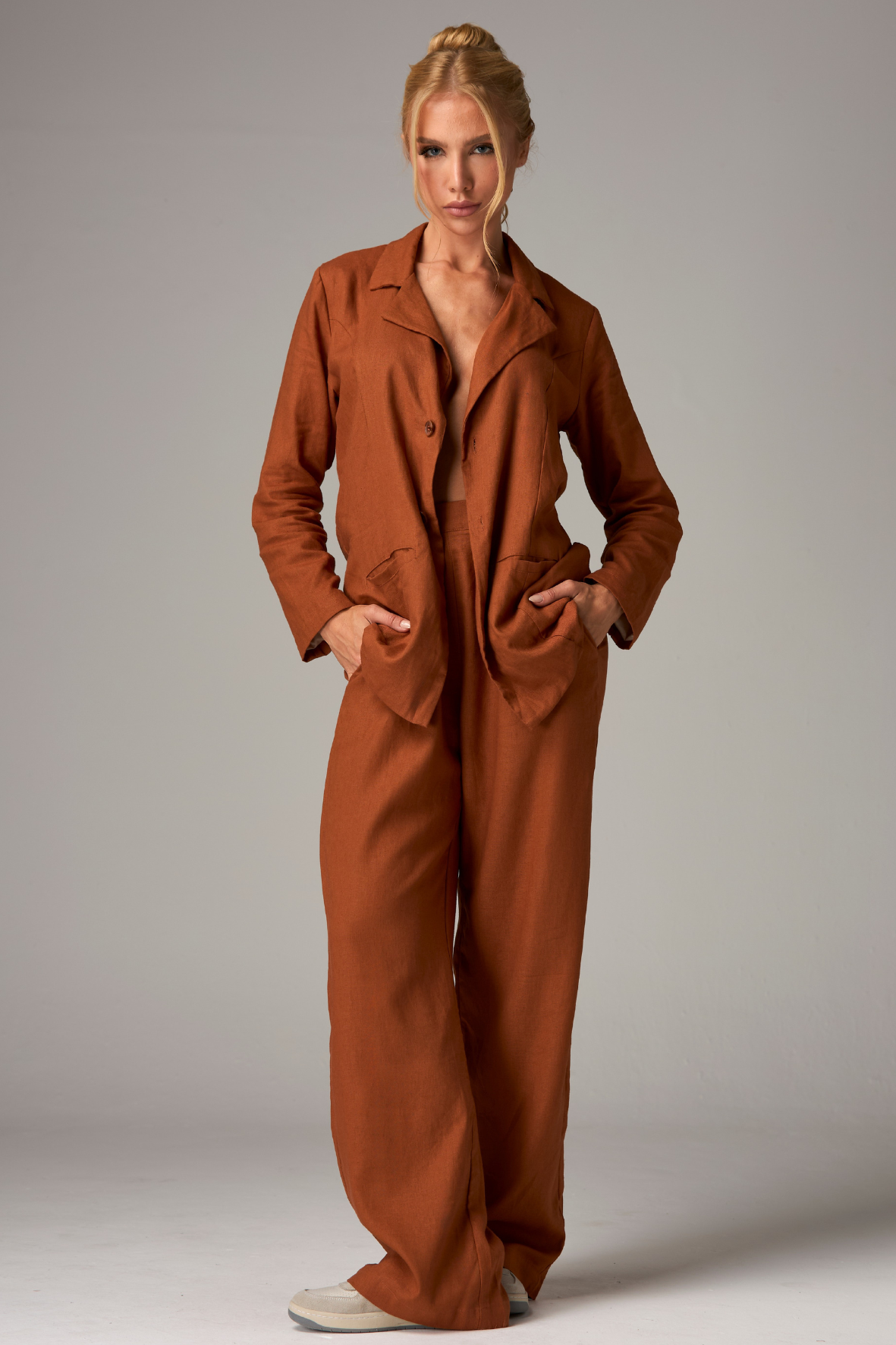 Calça Wide Pants Linho Brown