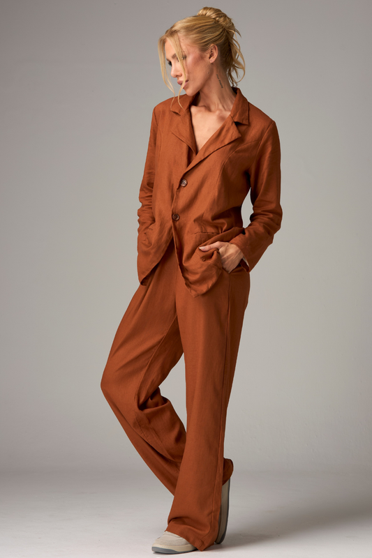 Calça Wide Pants Linho Brown