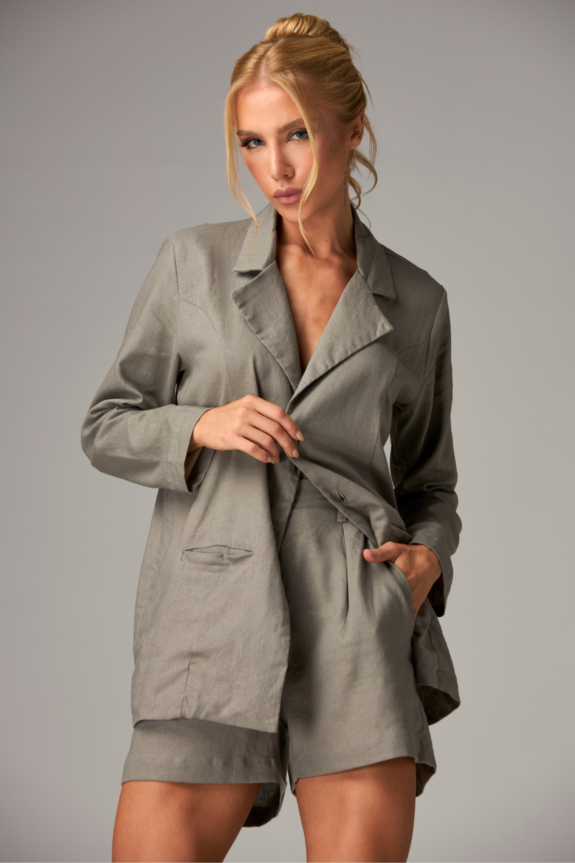 Shorts Wide Linho Rattan