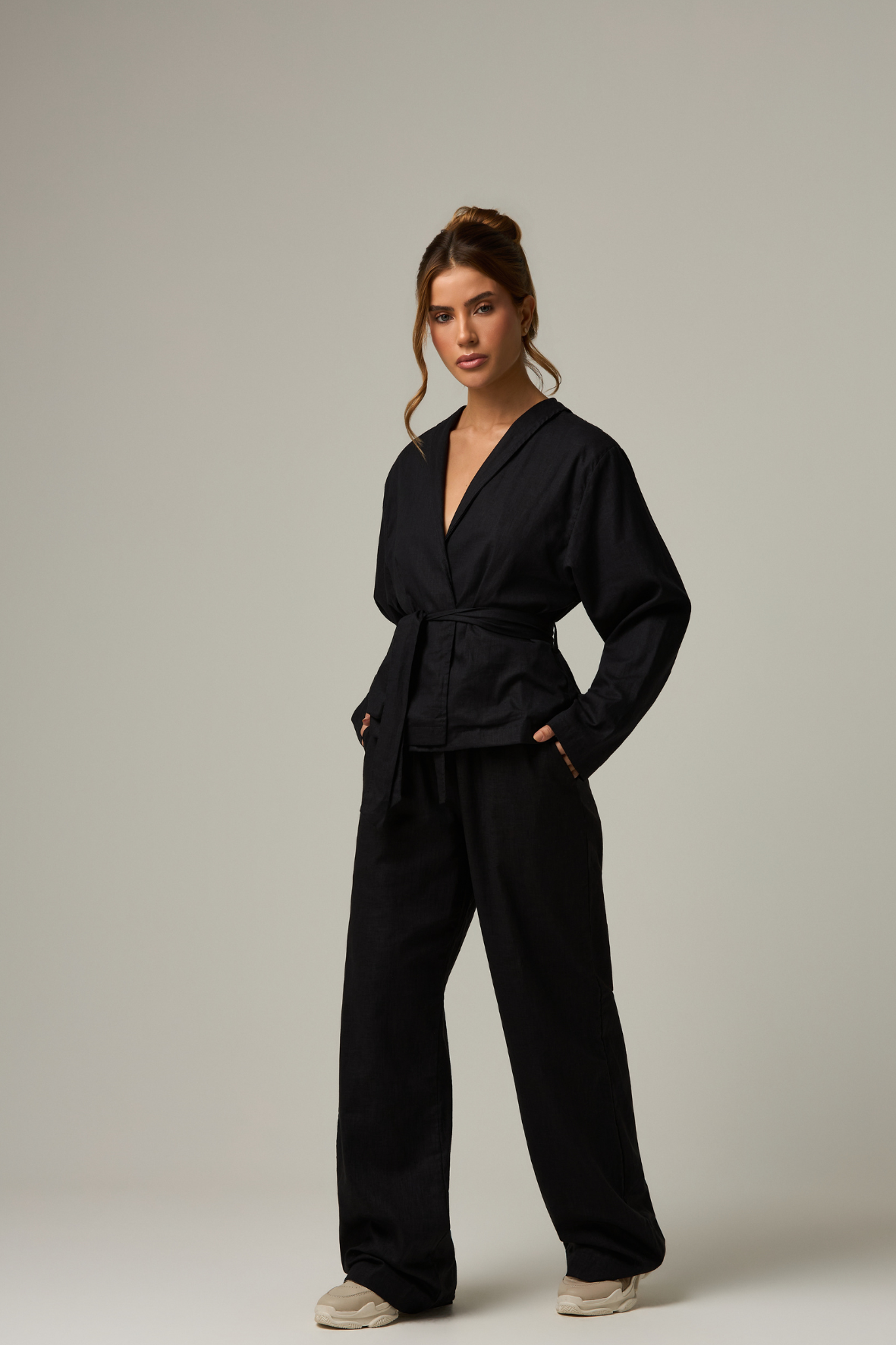 Wide leg Linho Black
