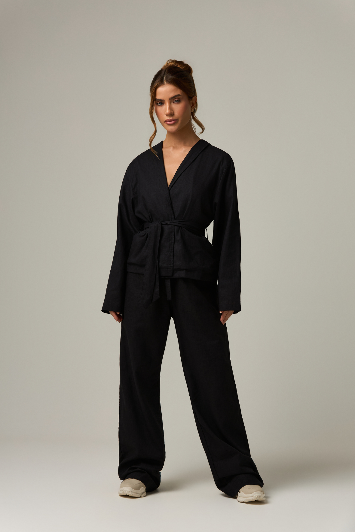 Wide leg Linho Black