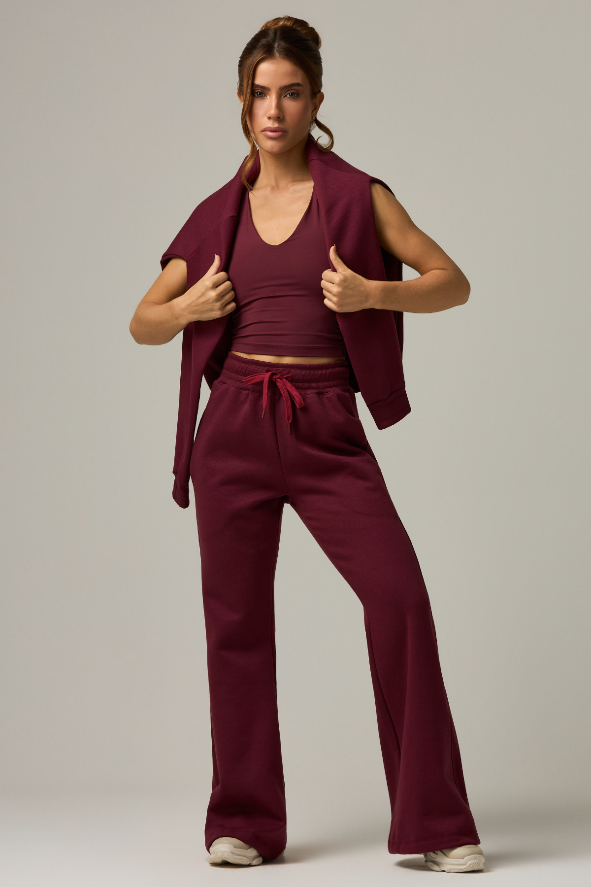 Calça Moletom Straight Flare Burgundy