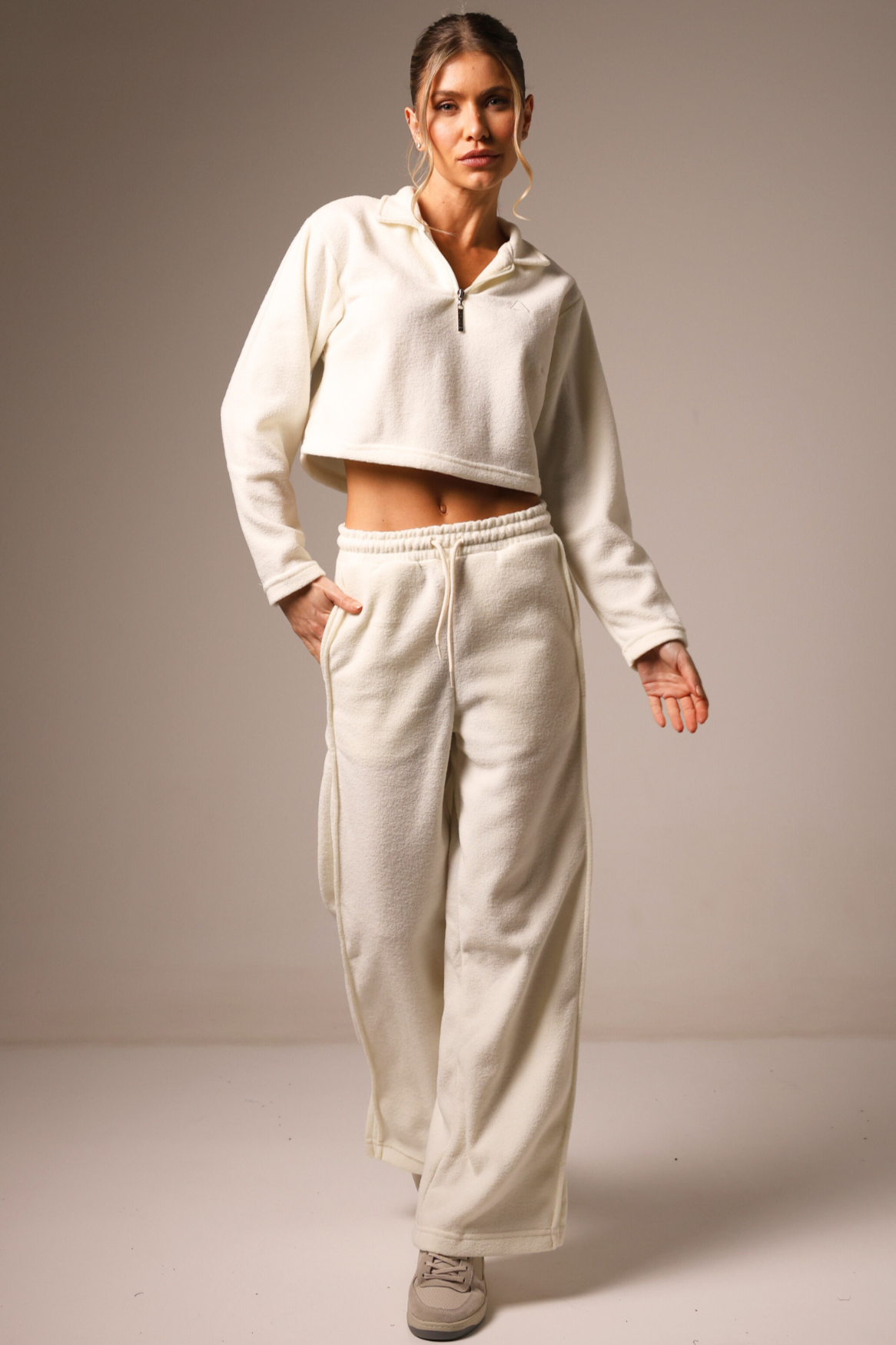 Wide Leg Boucle White