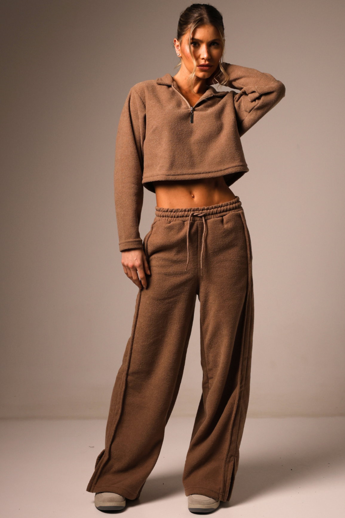 Wide Leg Boucle Brown