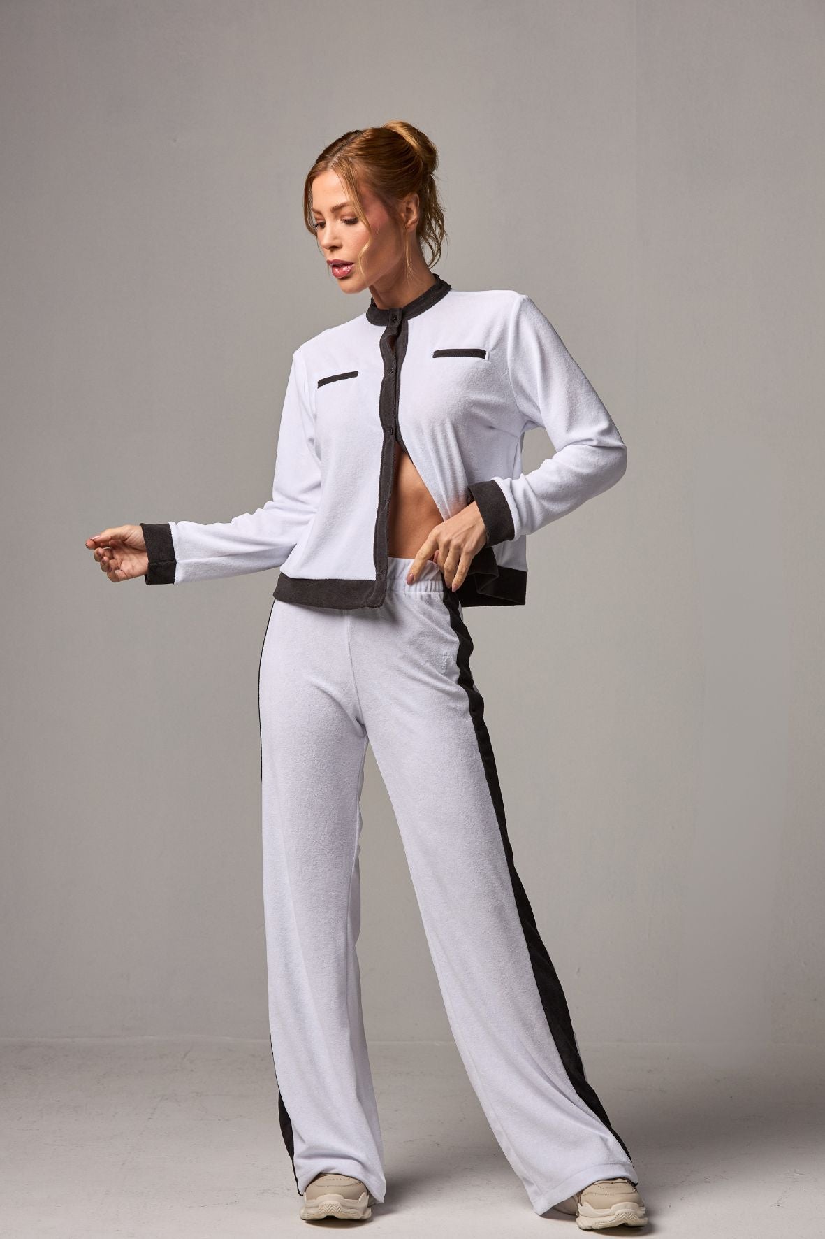 Calça Wide Leg Cozy White&Black