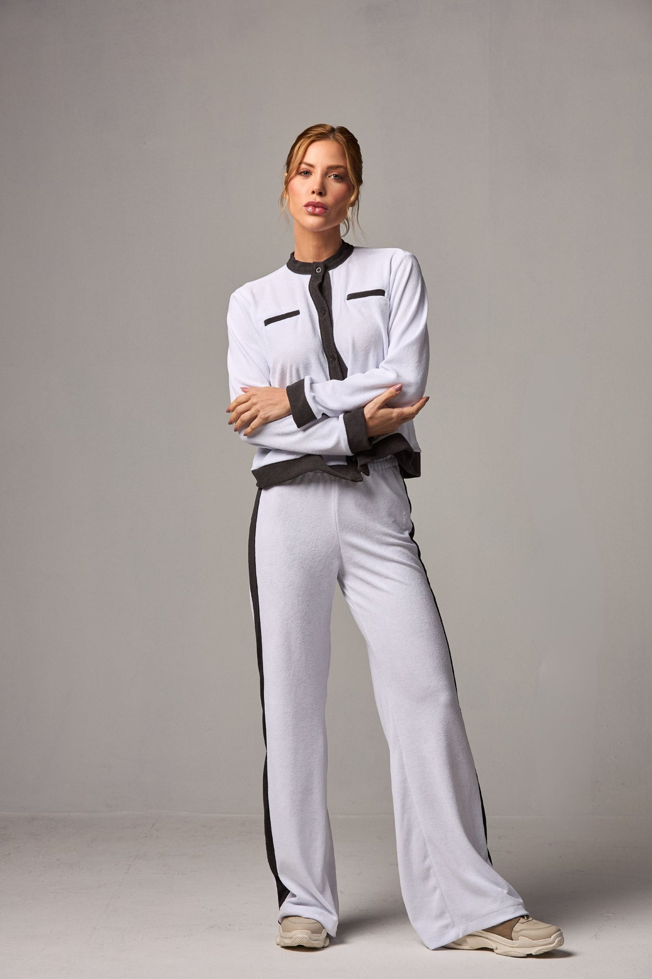 Calça Wide Leg Cozy White&Black