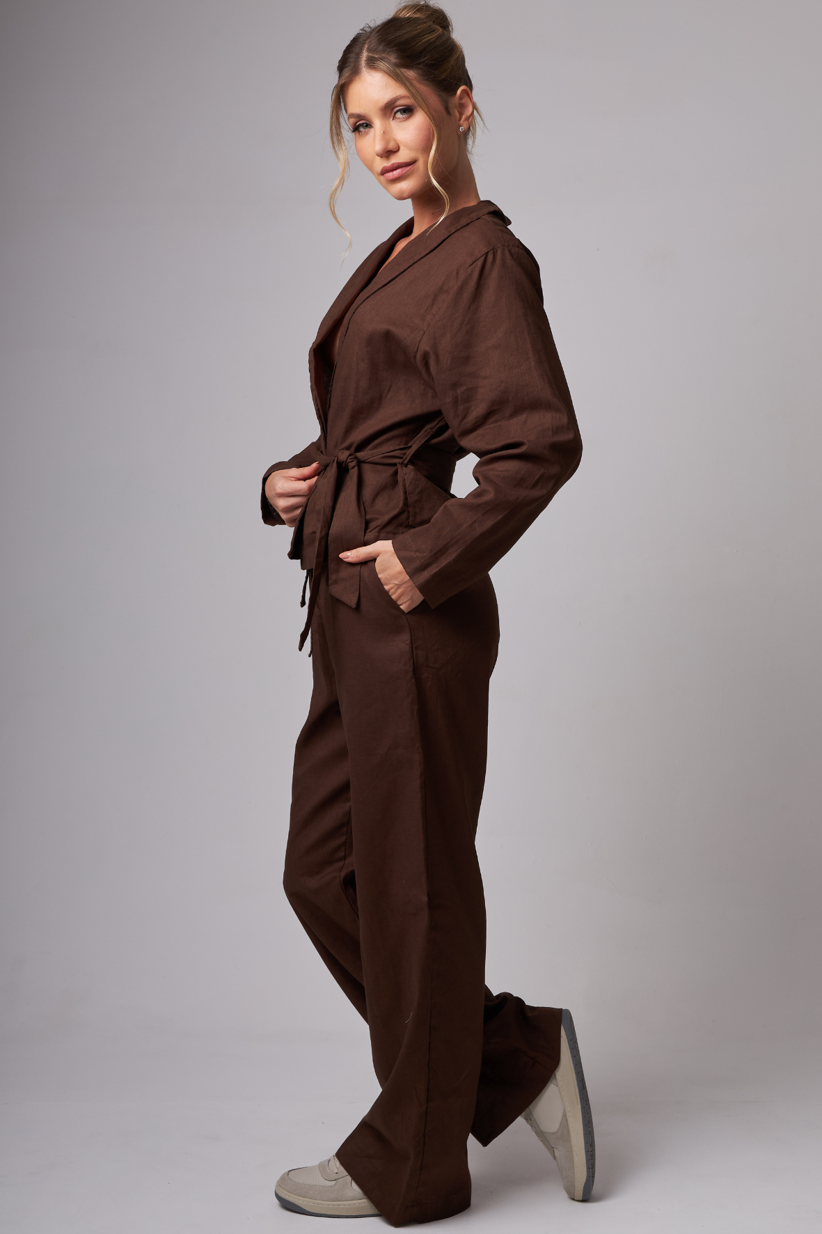 Wide leg Linho Dark Brown